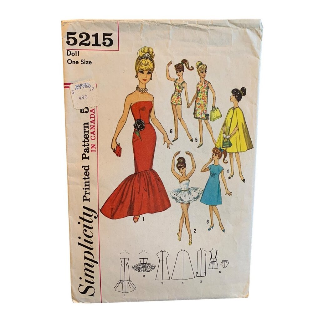 Simplicity Gina Polly Babette Mitzie 11.5" doll Clothes Pattern 5215